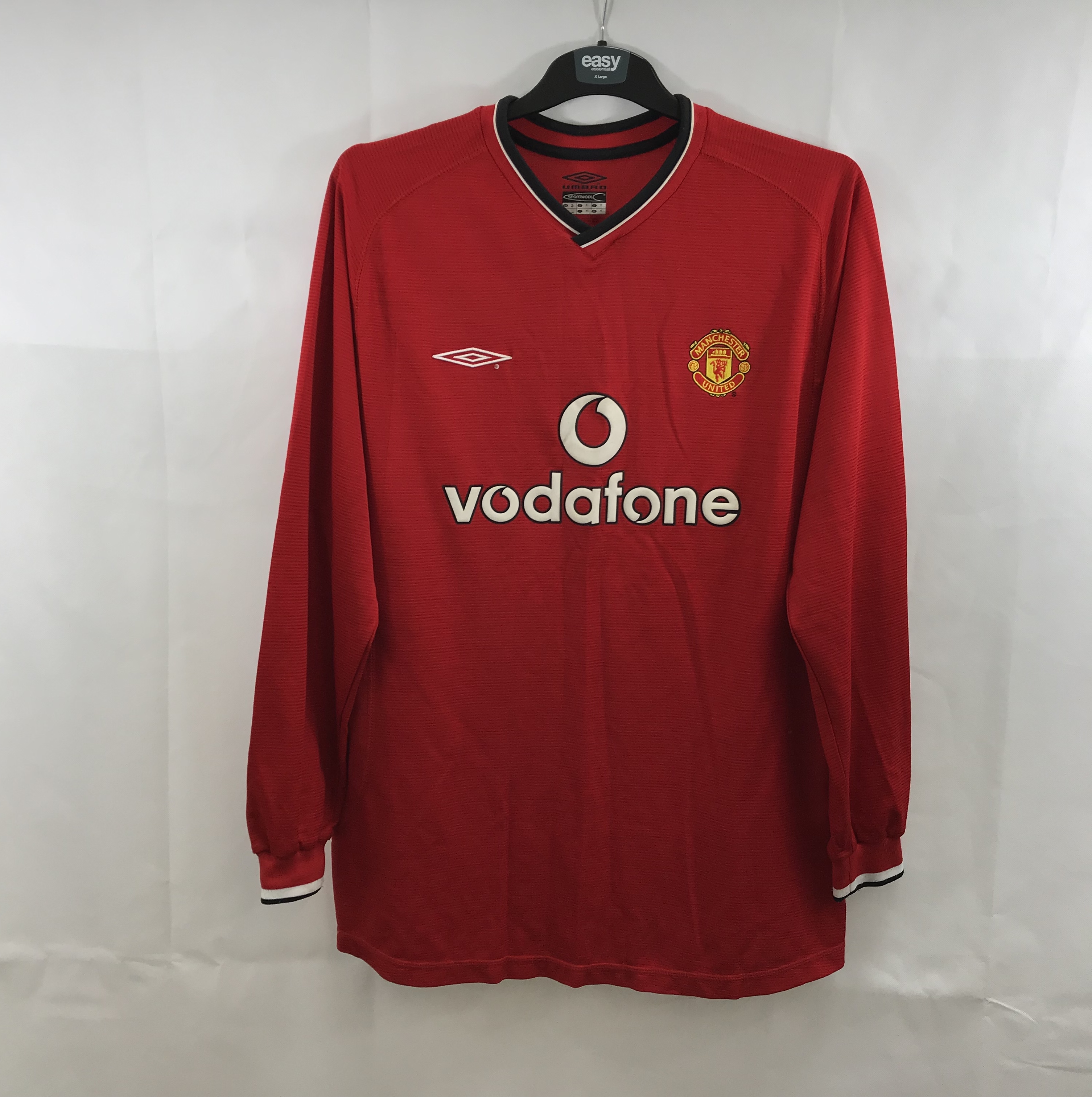 Manchester United Beckham 7 L/S Home Football Shirt 2000/02 Adults XL ...